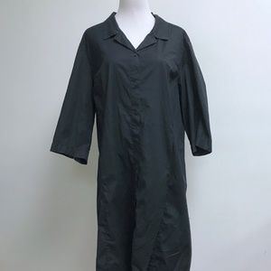 Eileen Fisher black cotton midi shirt dress 1x